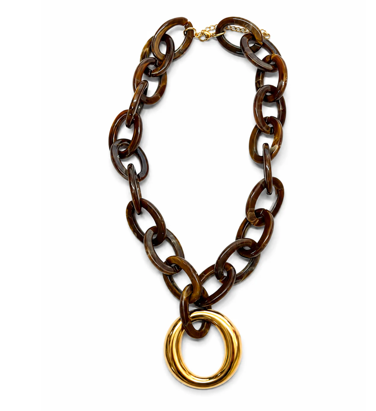 Colin Brown Acrylic Chain Necklace | 18K Gold Plated