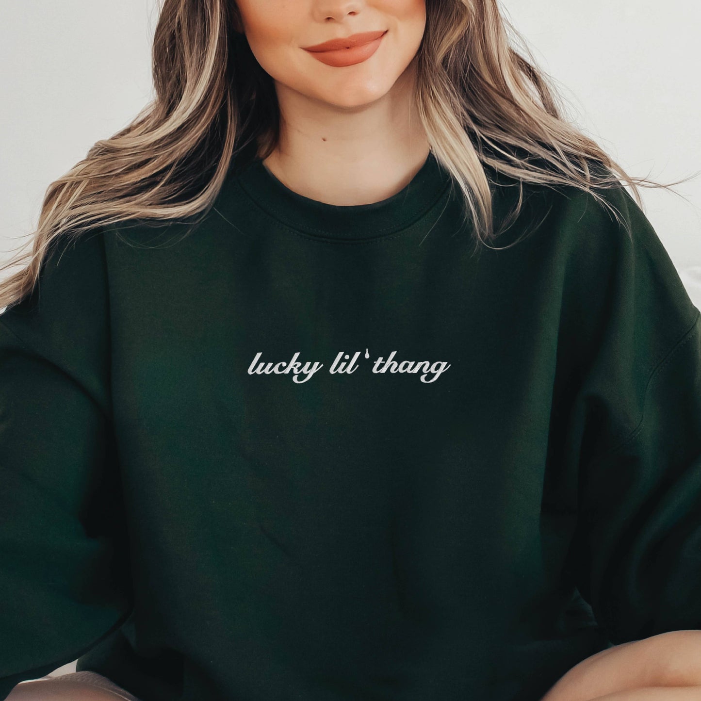 Embroidered St Patrick Day Crewneck Sweatshirt Lucky Sweater