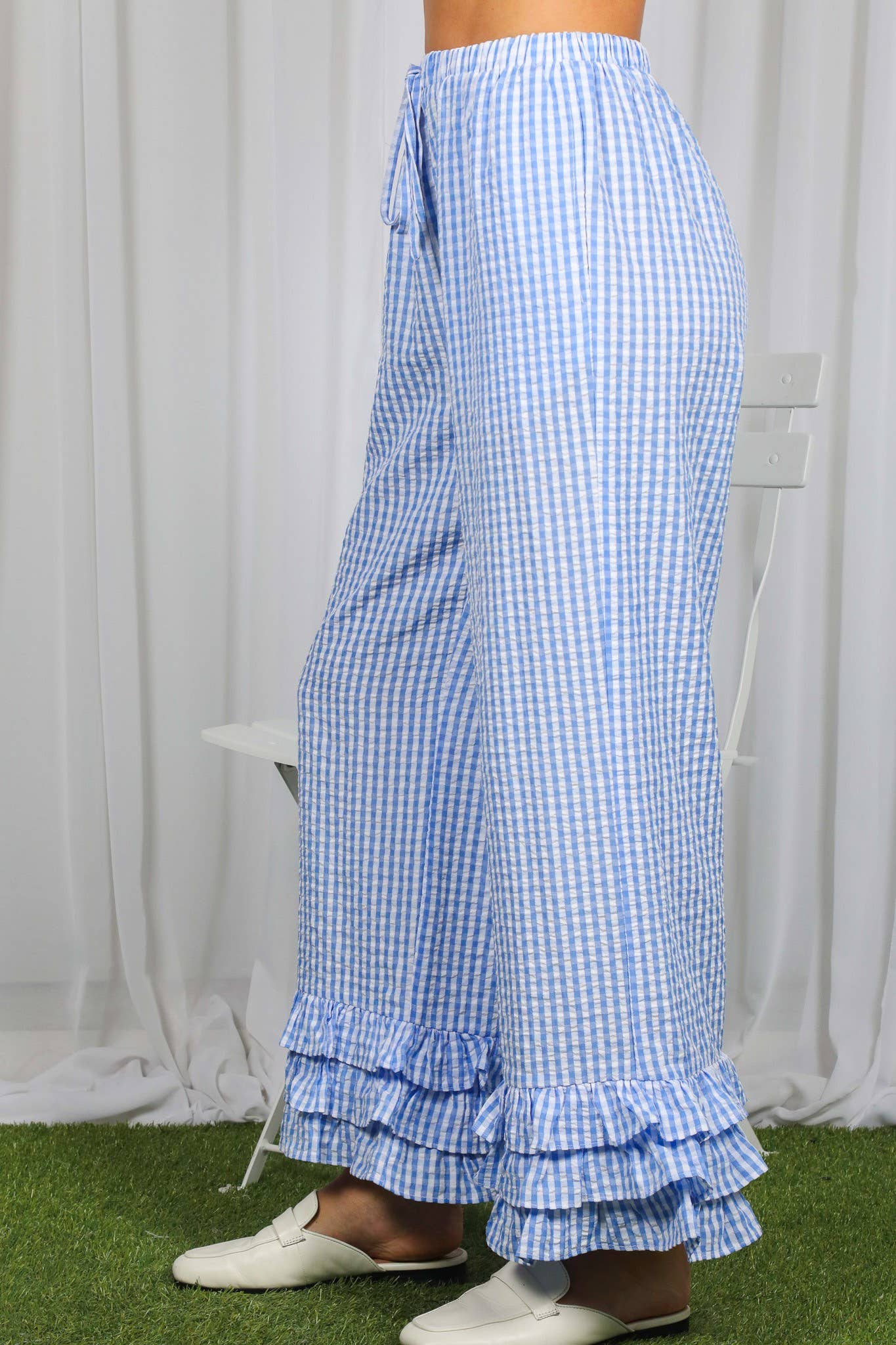 Gingham Layered Ruffle Pants