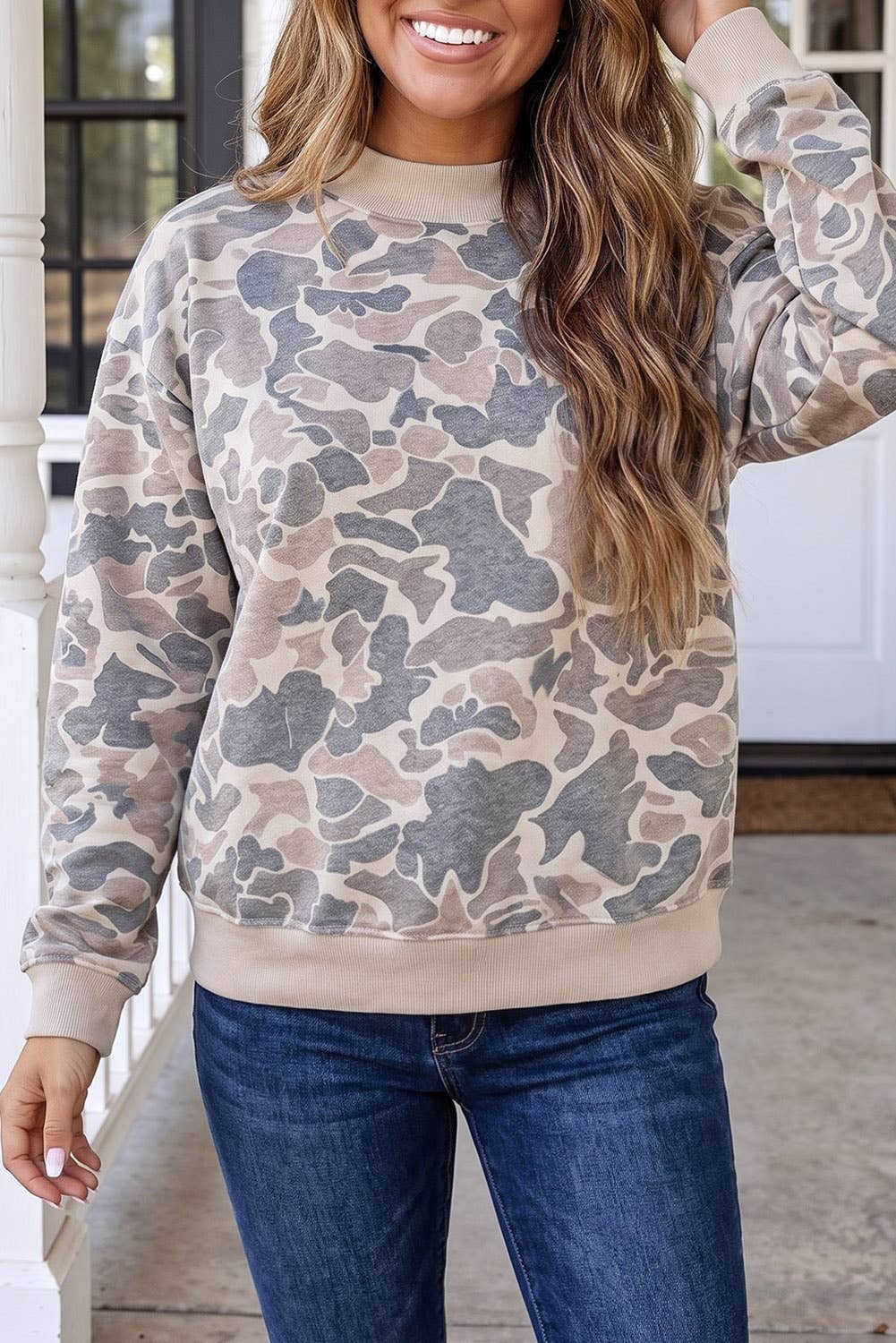 Western Camo Mock Neck Sweatshirt