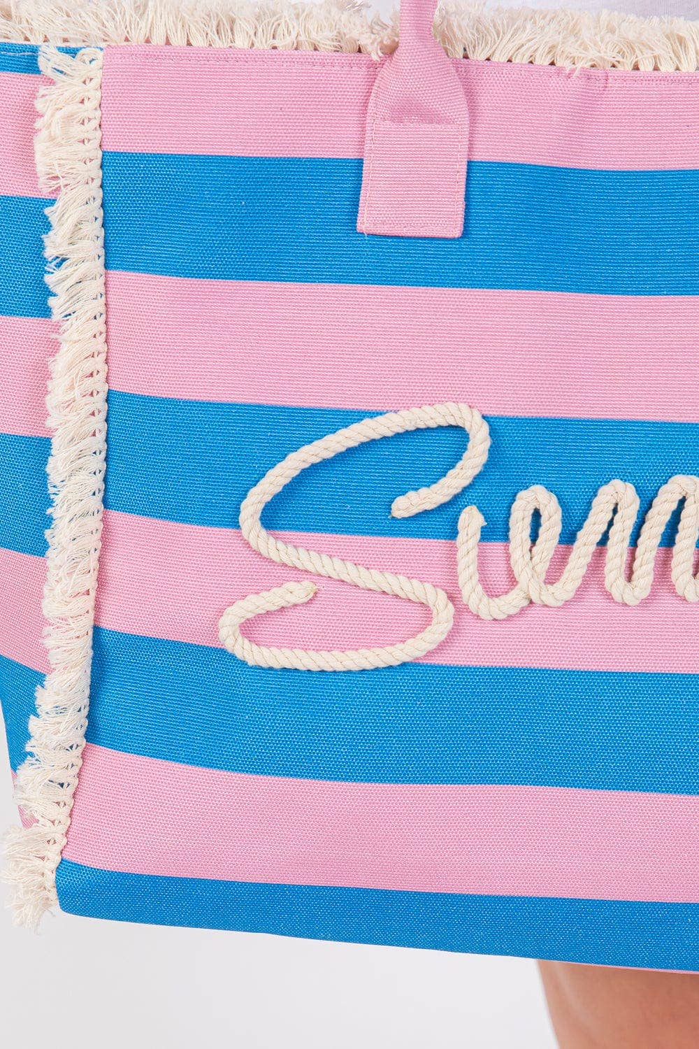 Summer Fringe Striped Tote Bag