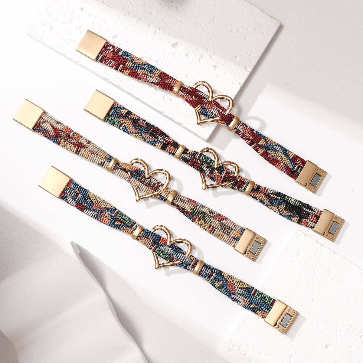 Boho Heart Woven Magnetic Clasp Bracelet