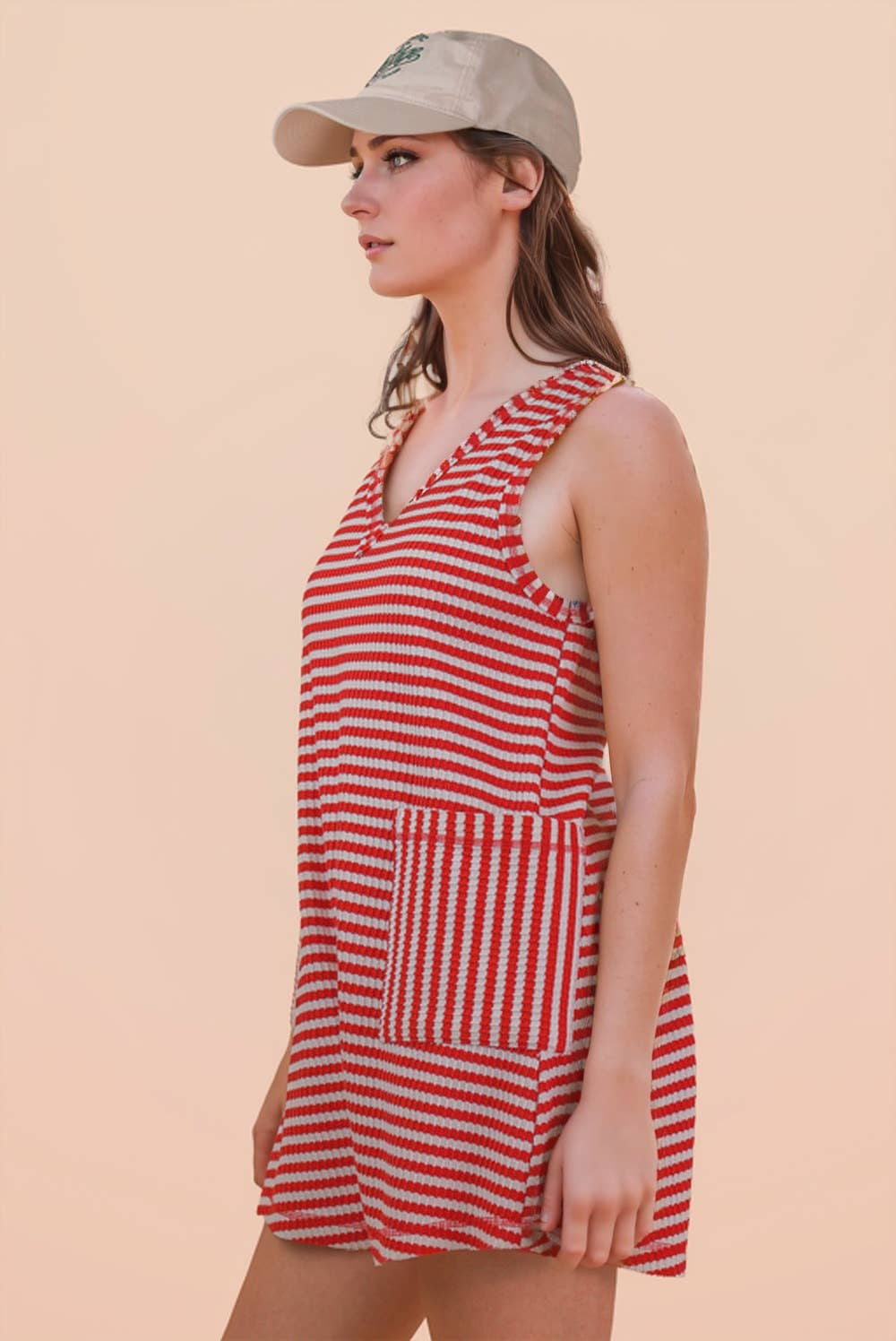 Striped Knit Comfy Romper