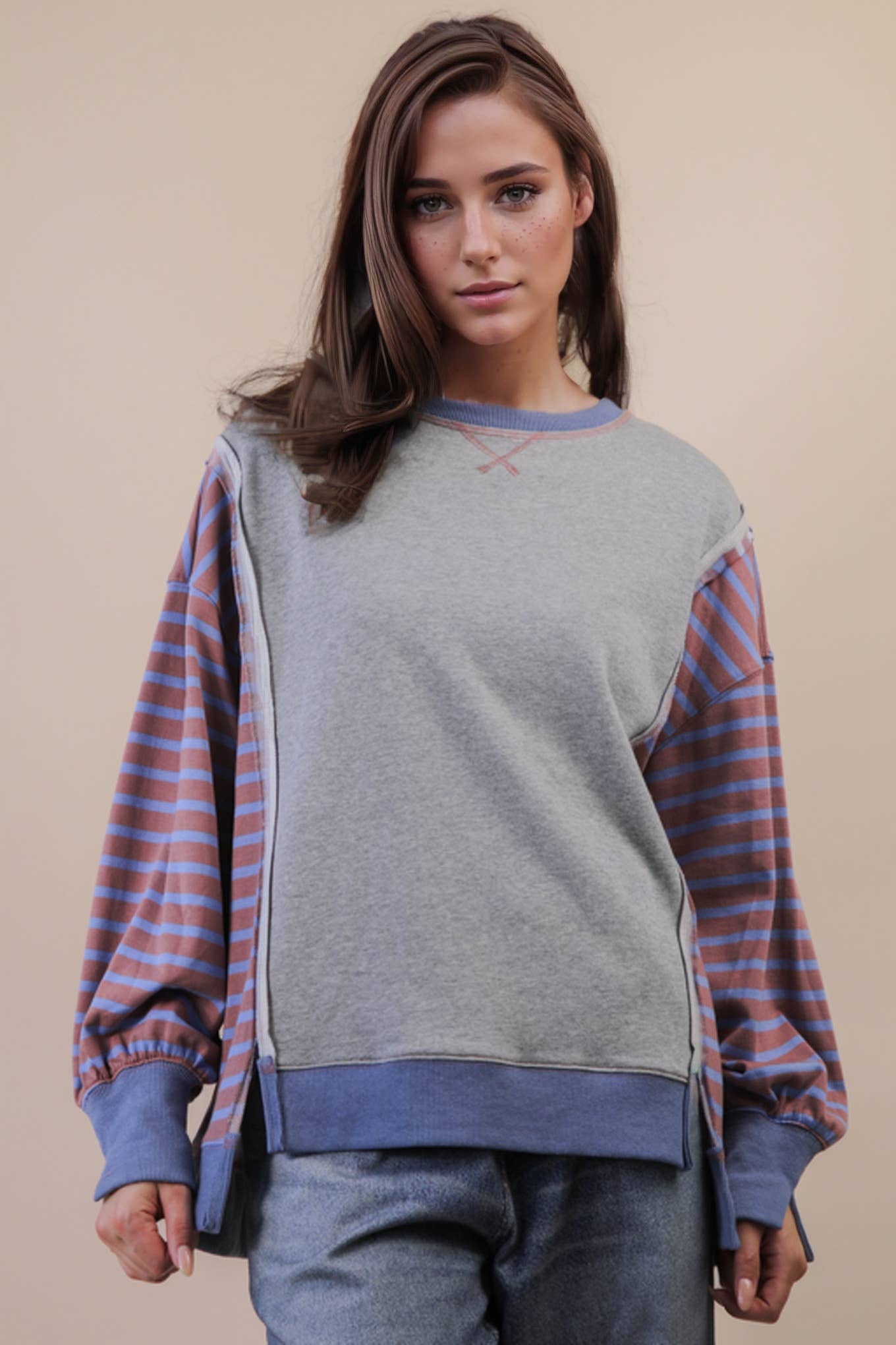 Oversized Striped Casual Knit Top