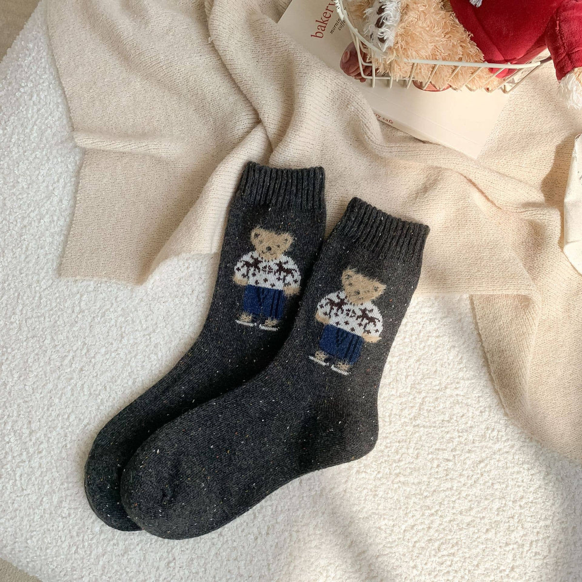 Cute Cartoon Bear Fleece Socks
