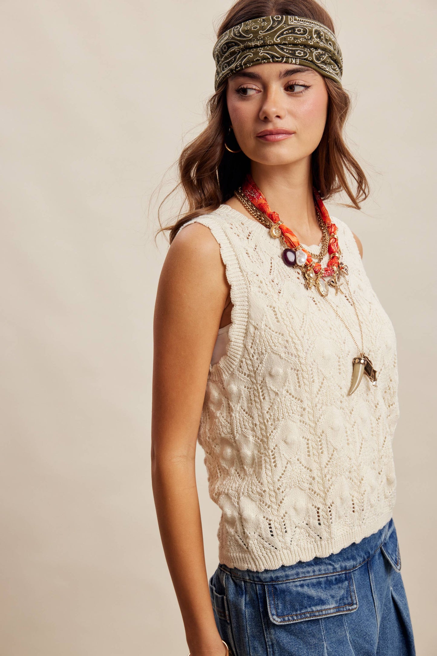 Reversible Pointelle Knit Vest