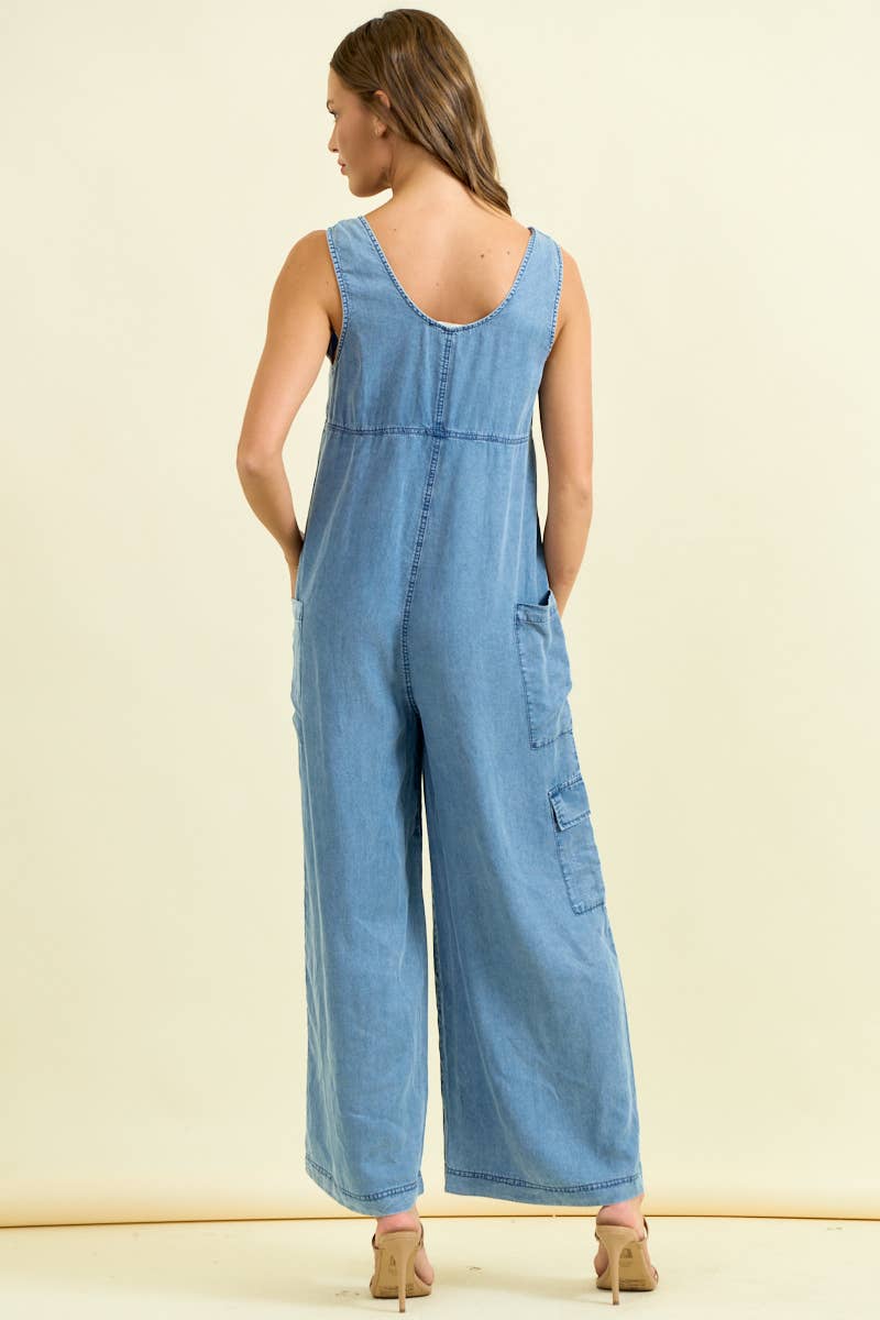 WIDE LEG CARGO JUMPSUIT