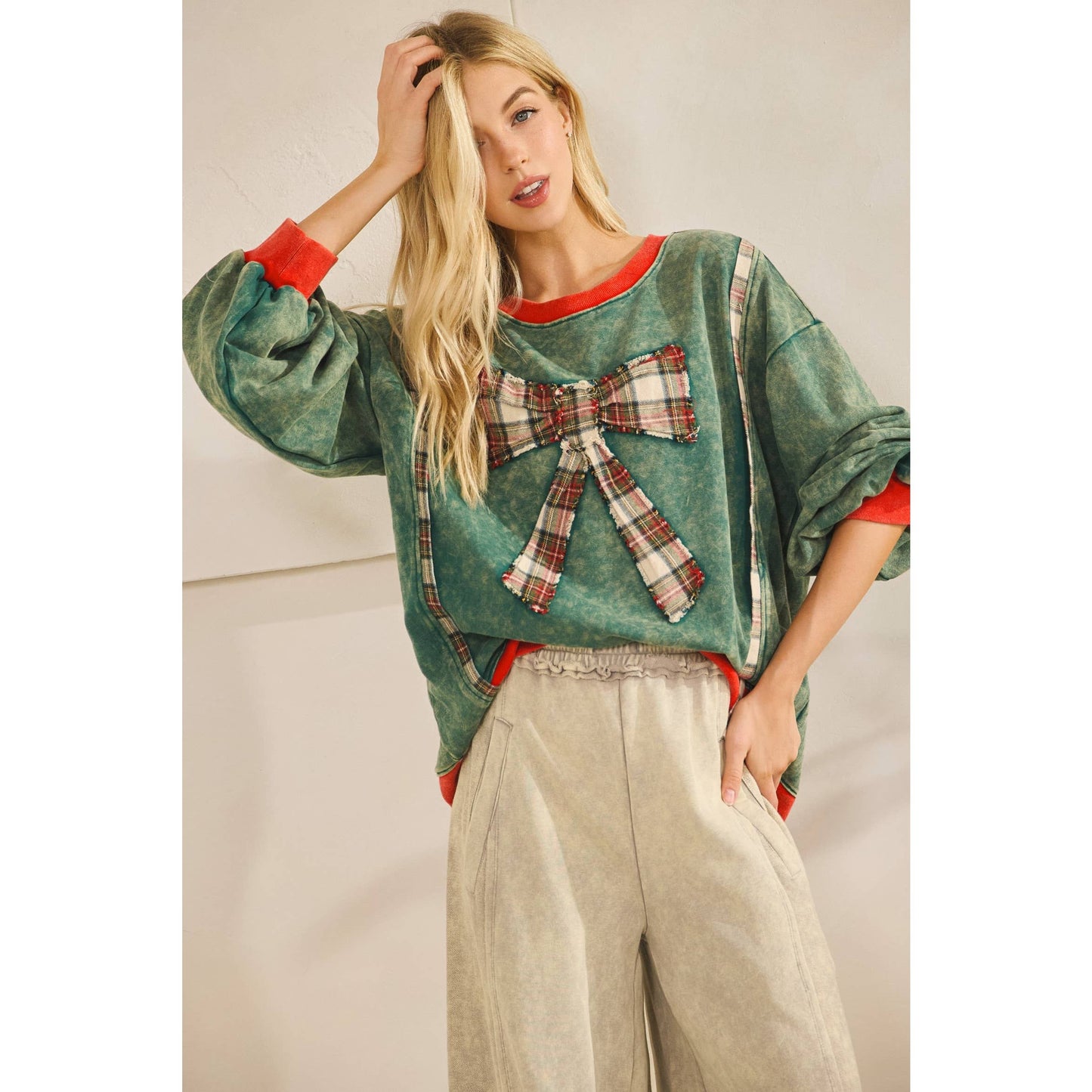 THE MERRY MINERAL-WASH BOW PULLOVER (ST8113)