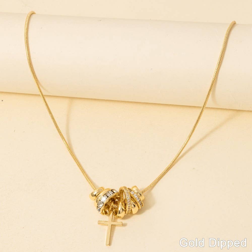 Gold Charms And Cross Necklace