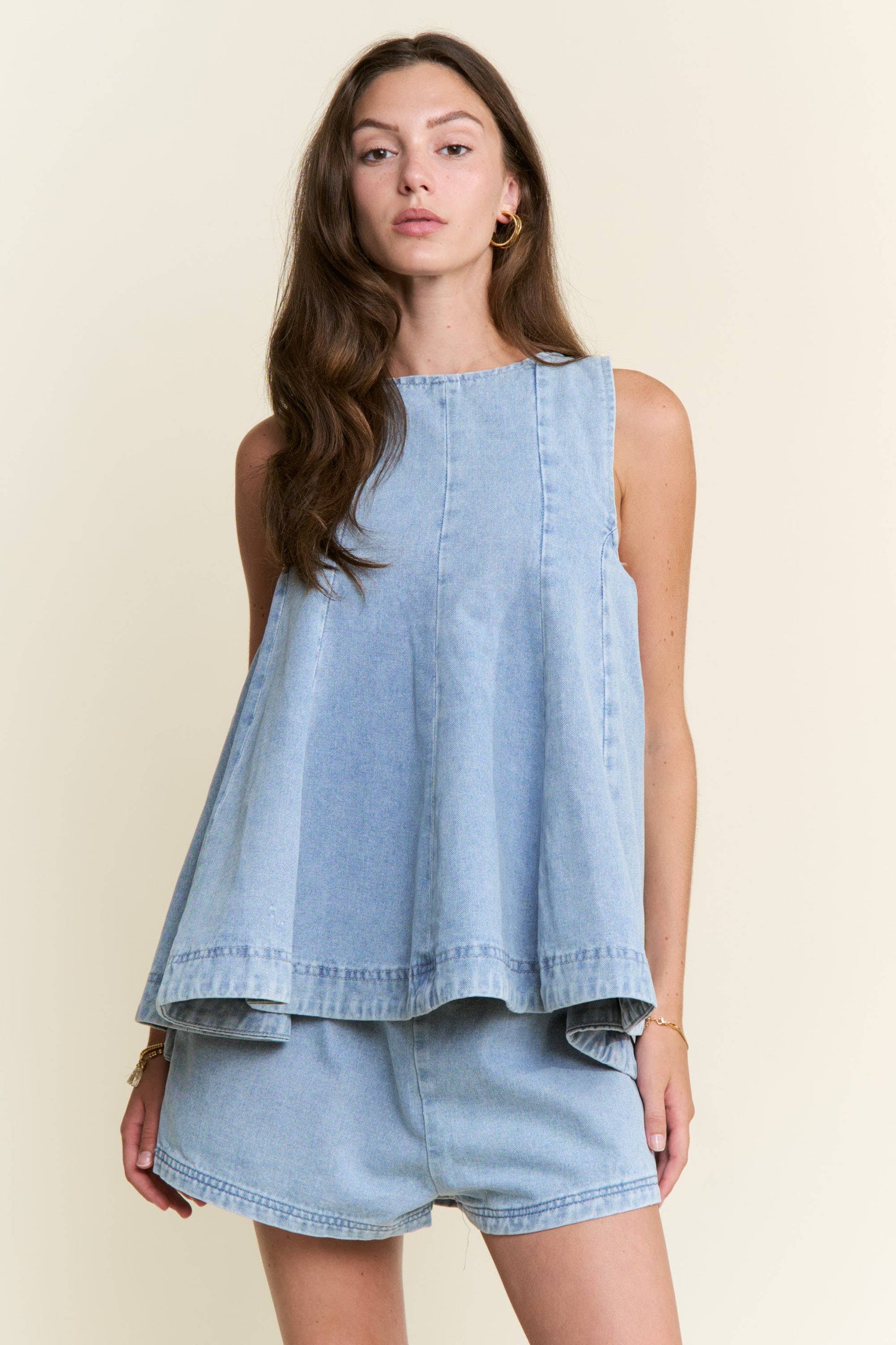 DENIM TOP & SHORTS SET