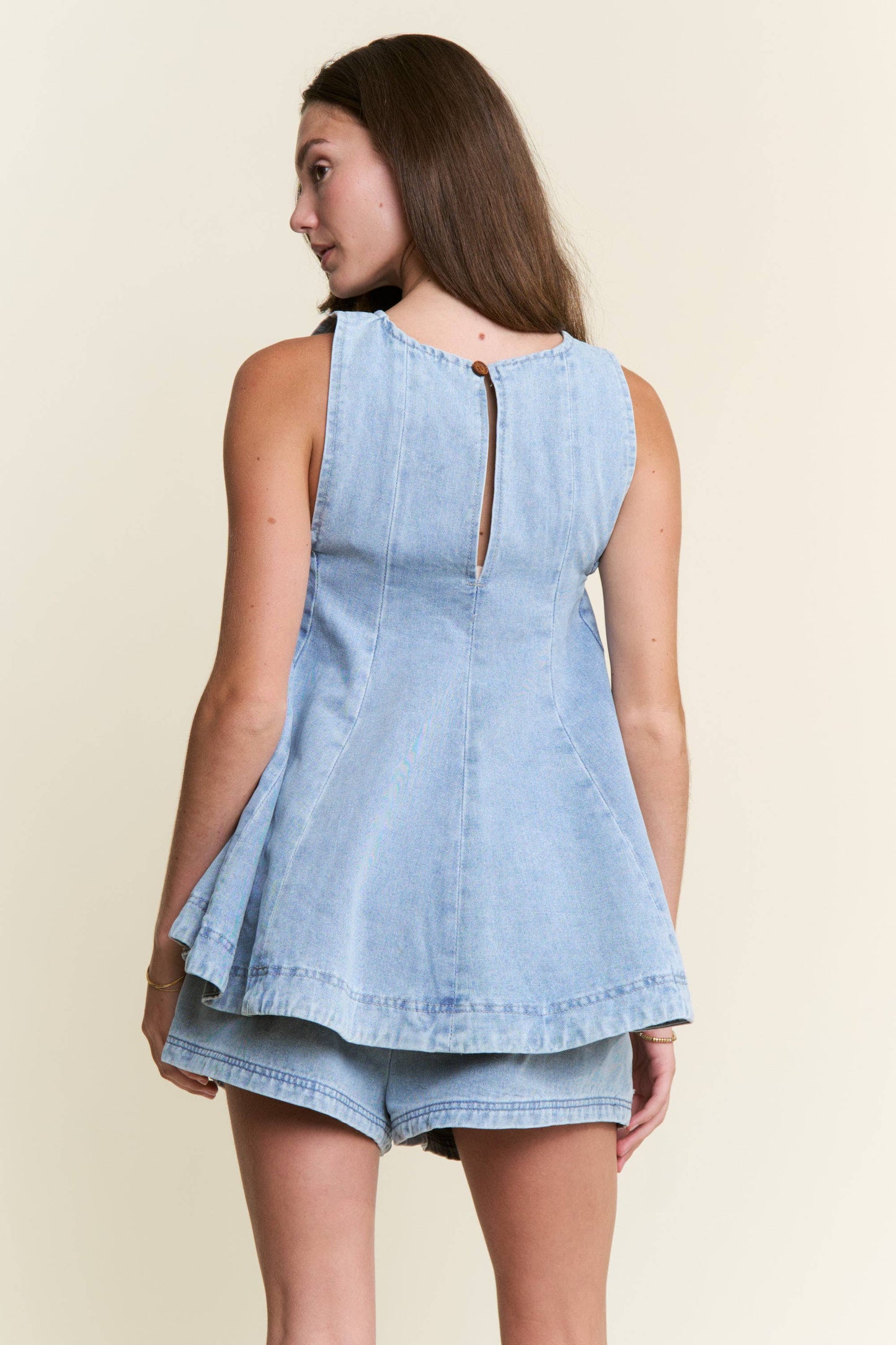 DENIM TOP & SHORTS SET