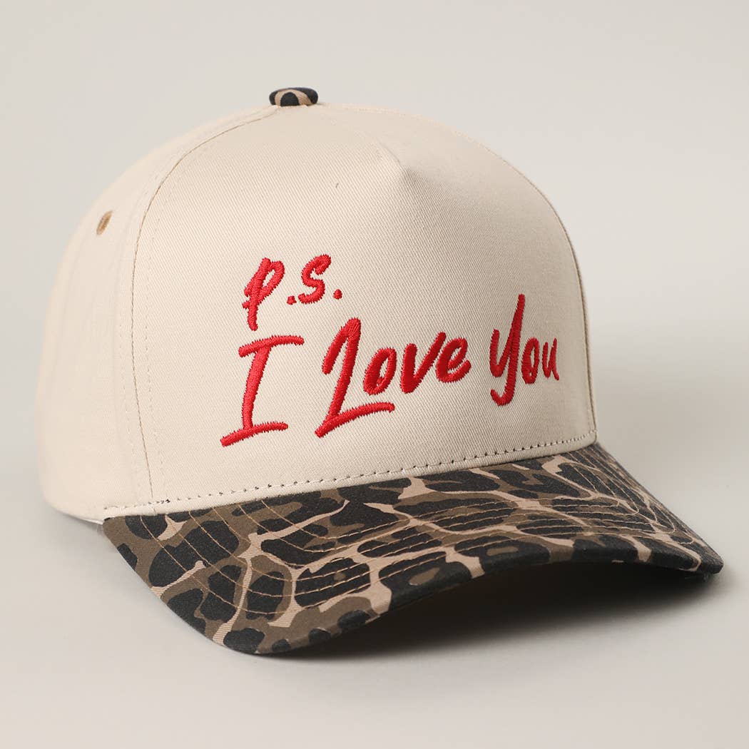 P.S. I Love You Valentine Embroidery Two-Tone Trucker Hat