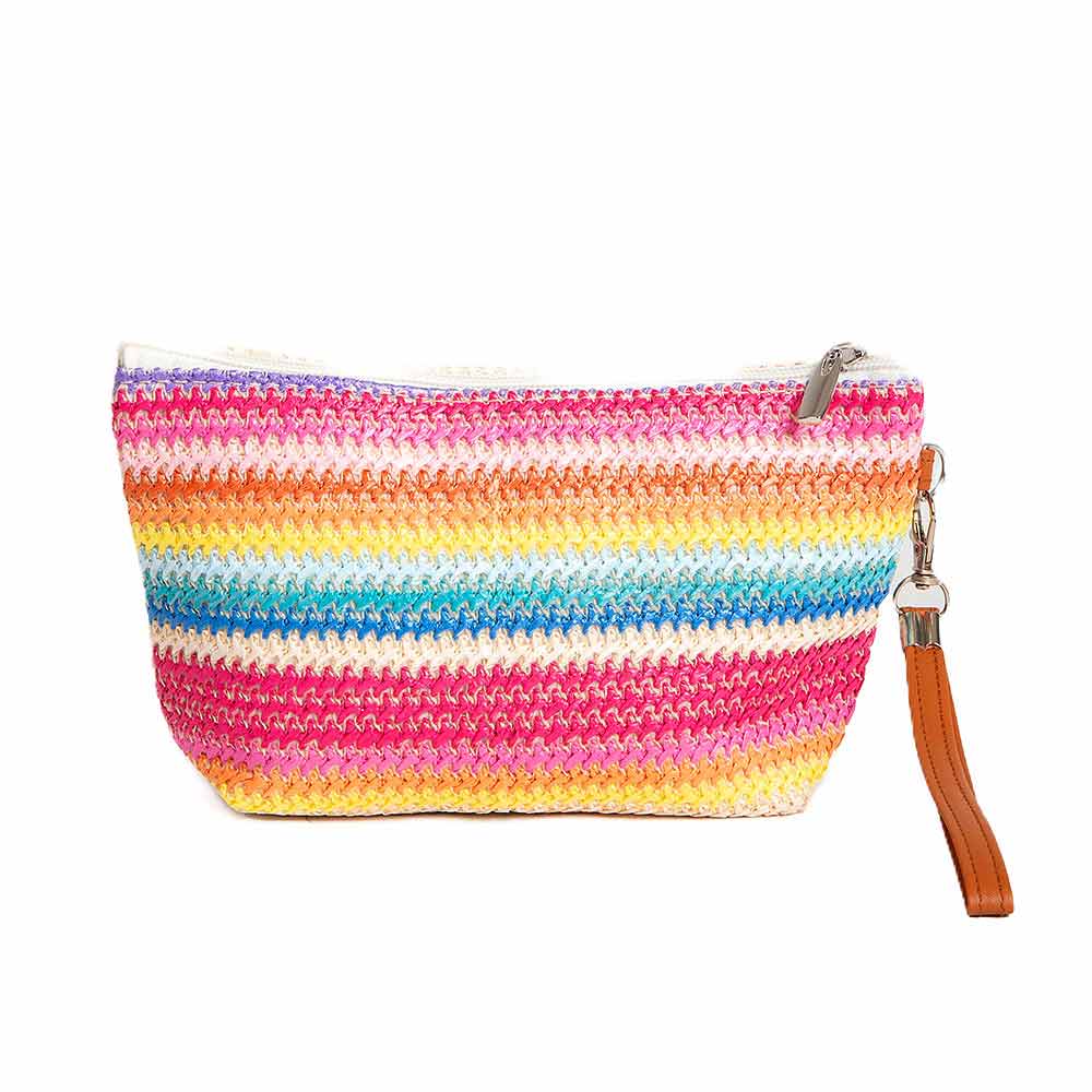 Daisy Multicolor Straw Woven Pouch Bag