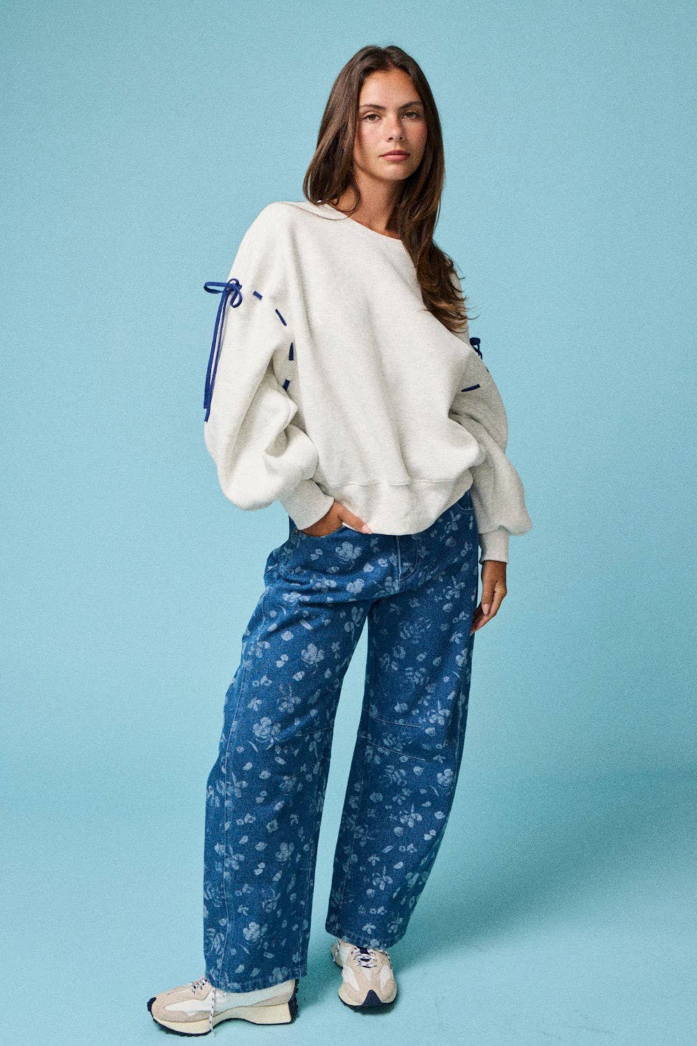 Oversized Tie-Detail Sweatshirt