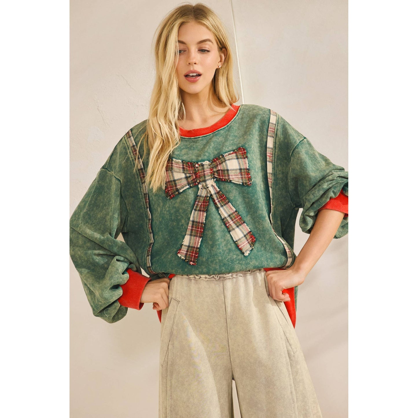 THE MERRY MINERAL-WASH BOW PULLOVER (ST8113)
