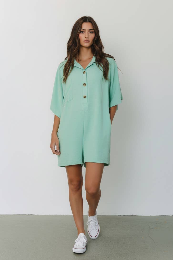 Airflow Collared Solid Romper