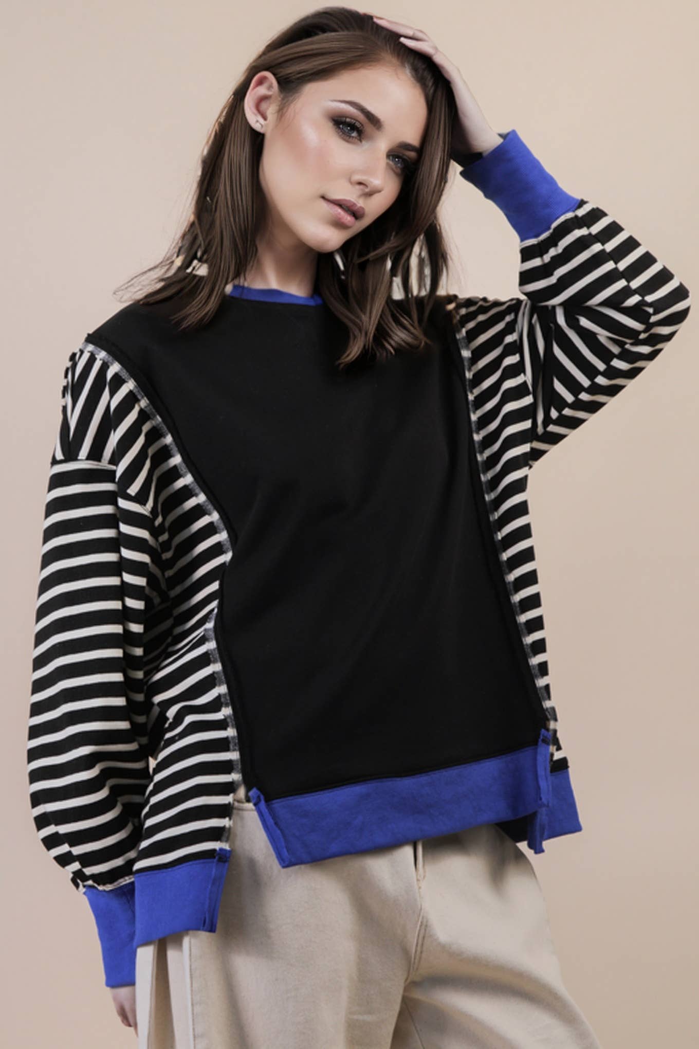 Oversized Striped Casual Knit Top