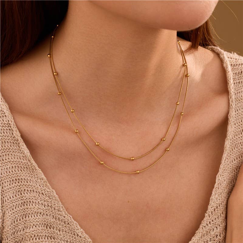18K STAINLESS STEEL TARNISH FREE LAYERED NECKLACE