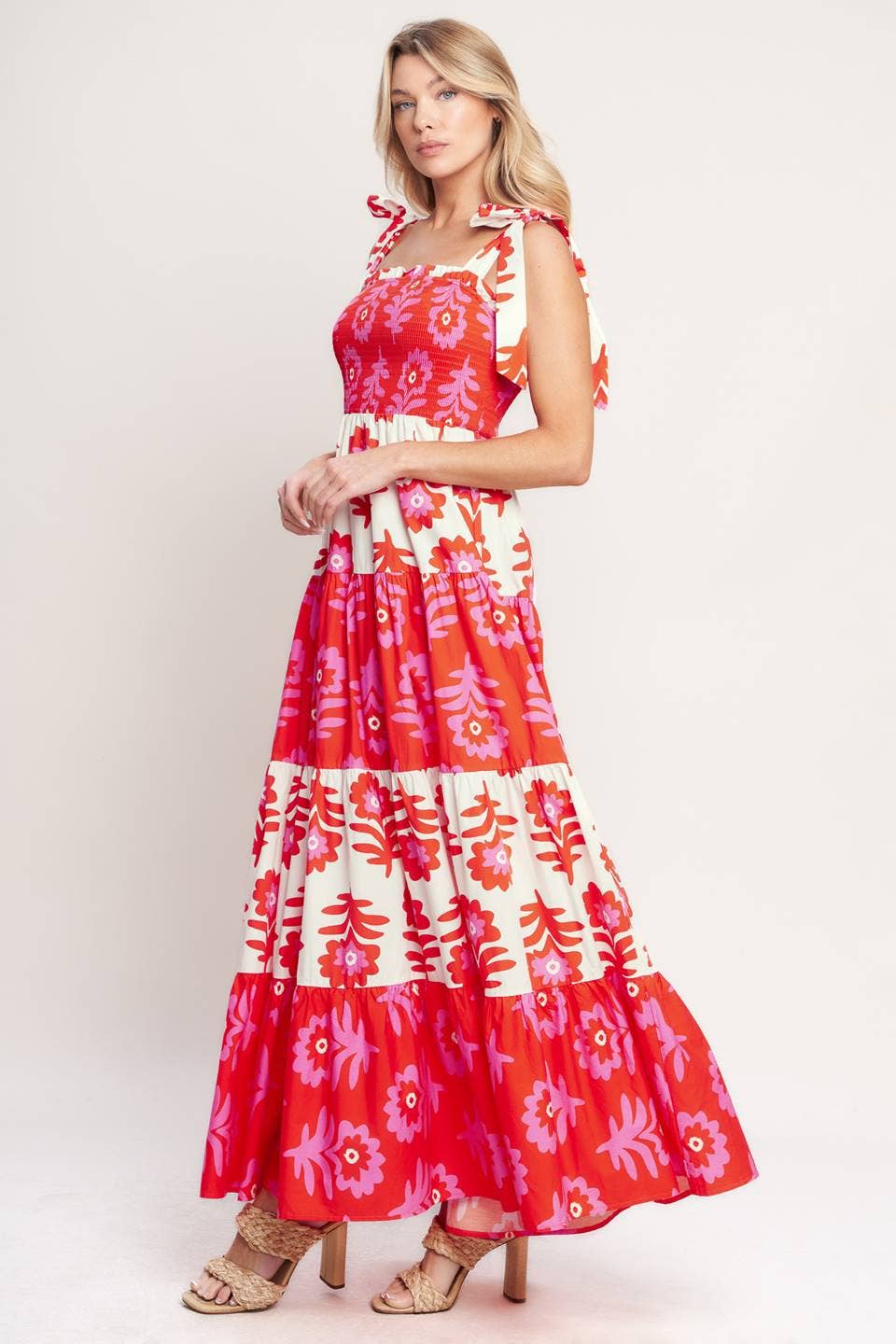 Blue Printed Woven Maxi Dress