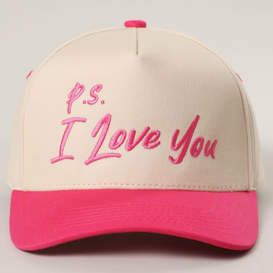 P.S. I Love You Valentine Embroidery Two-Tone Trucker Hat