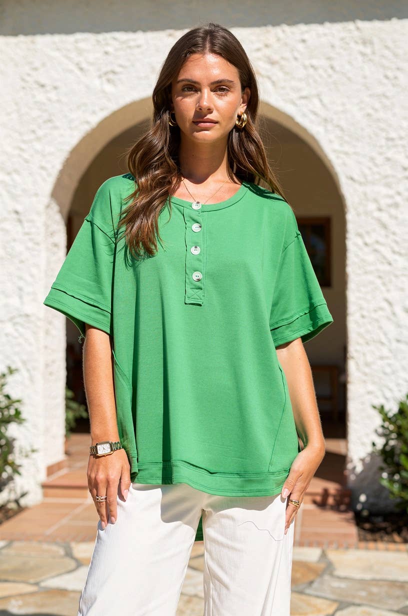 Textured Terry Knit Top