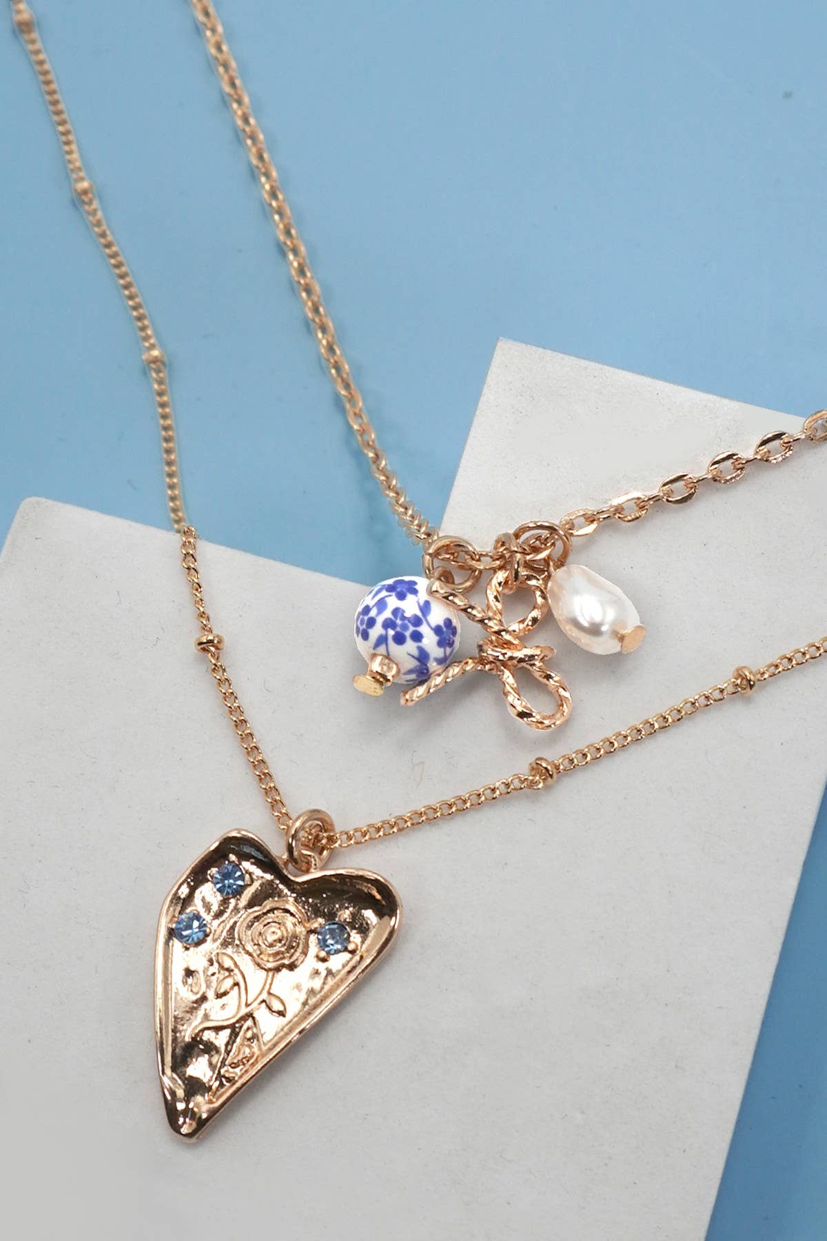 CERAMIC PORCELAIN LAYER CLUSTER CHARM NECKLACE