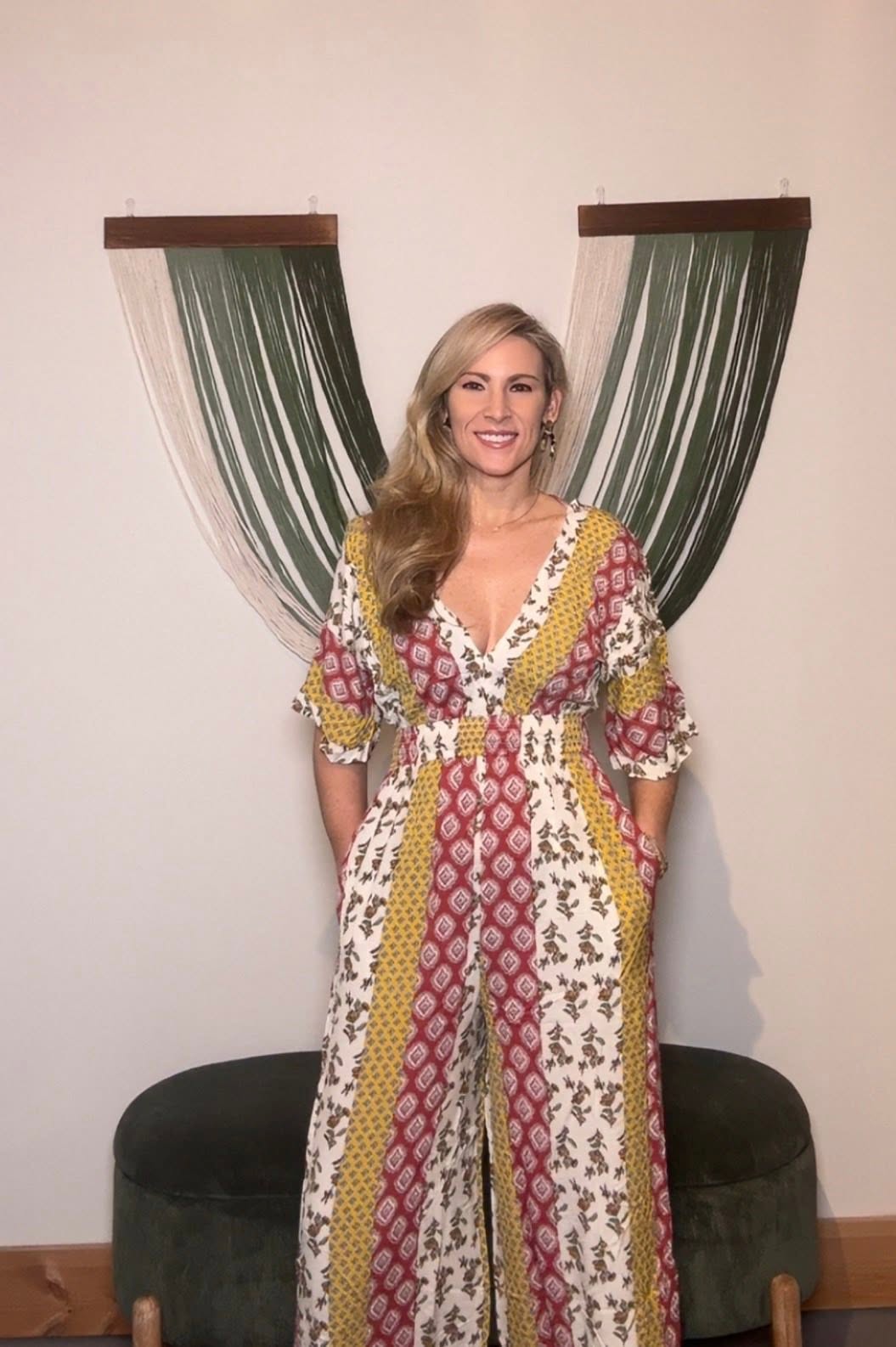 Bohemian Print Vintage Waist-Tie Jumpsuit