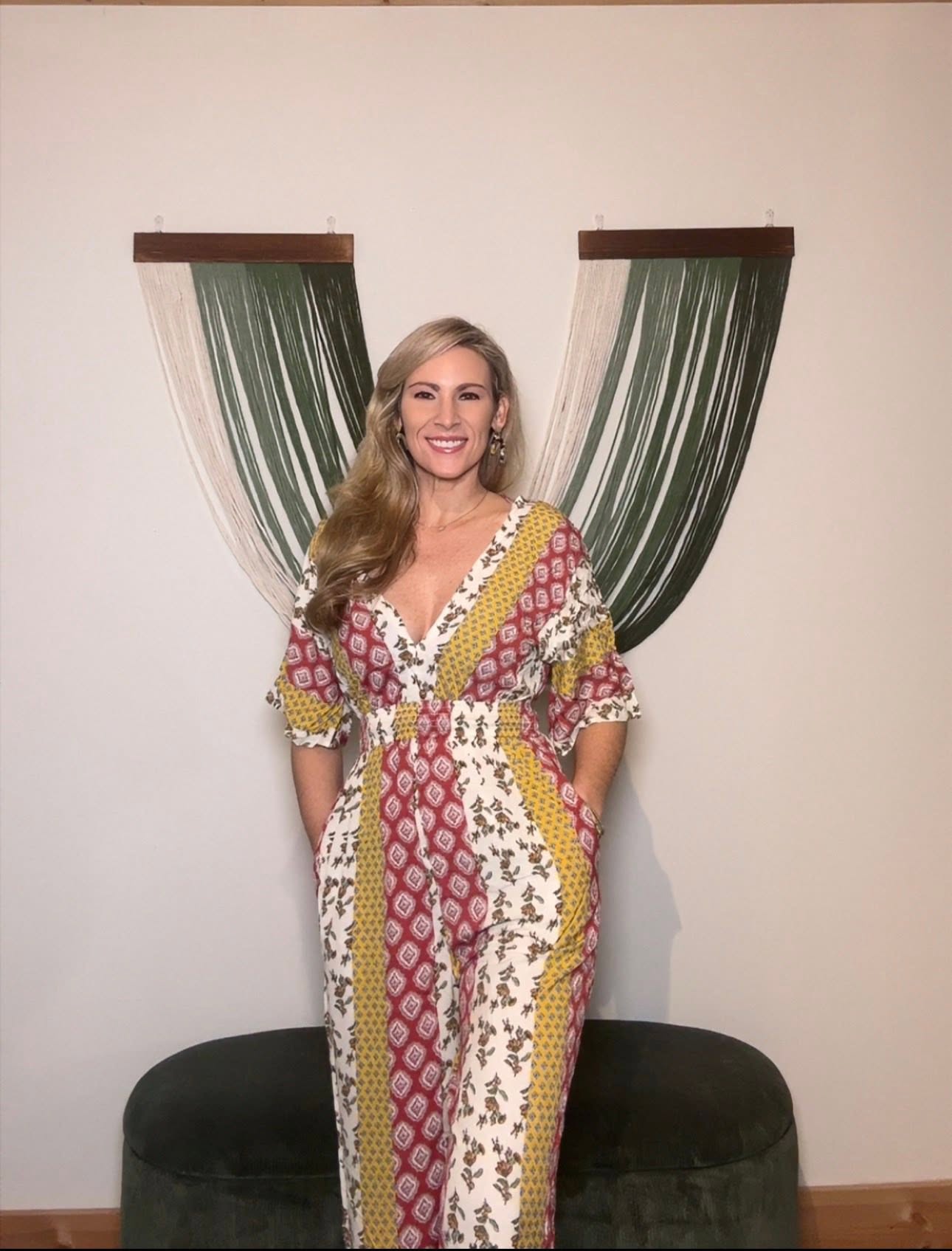 Bohemian Print Vintage Waist-Tie Jumpsuit