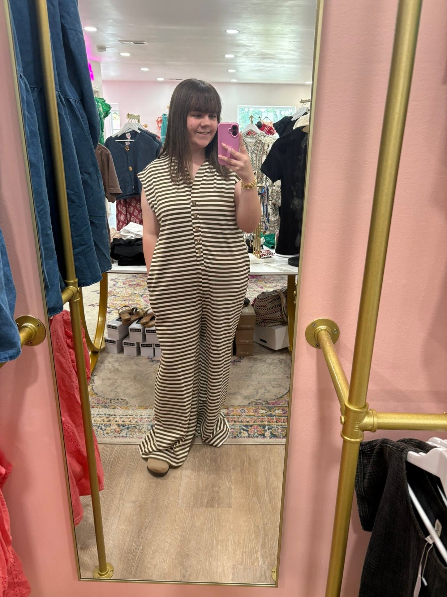 Knit Strip Wide Leg Jumpsuit