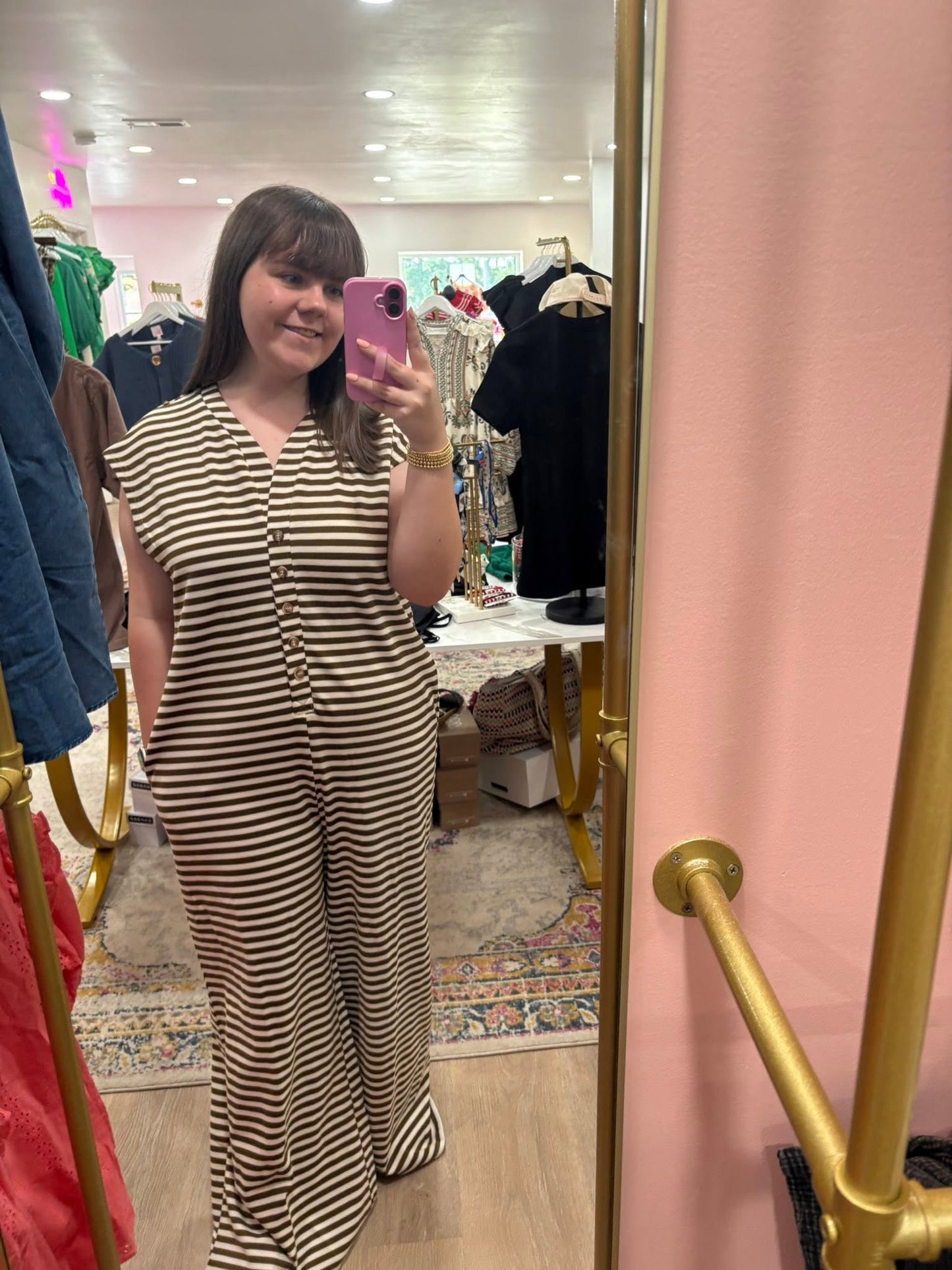 Knit Strip Wide Leg Jumpsuit