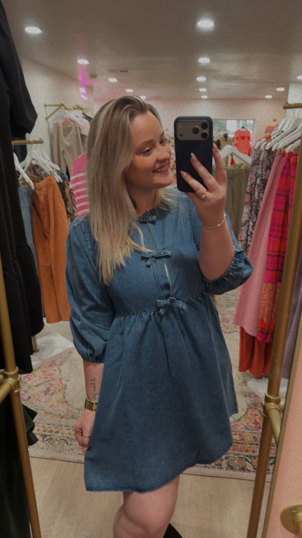 Washed Denim Tie Dress